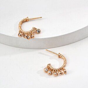 ✨ Artisan Original Crystal Dangle Hoop Earrings | S925 Gold Boho Chic